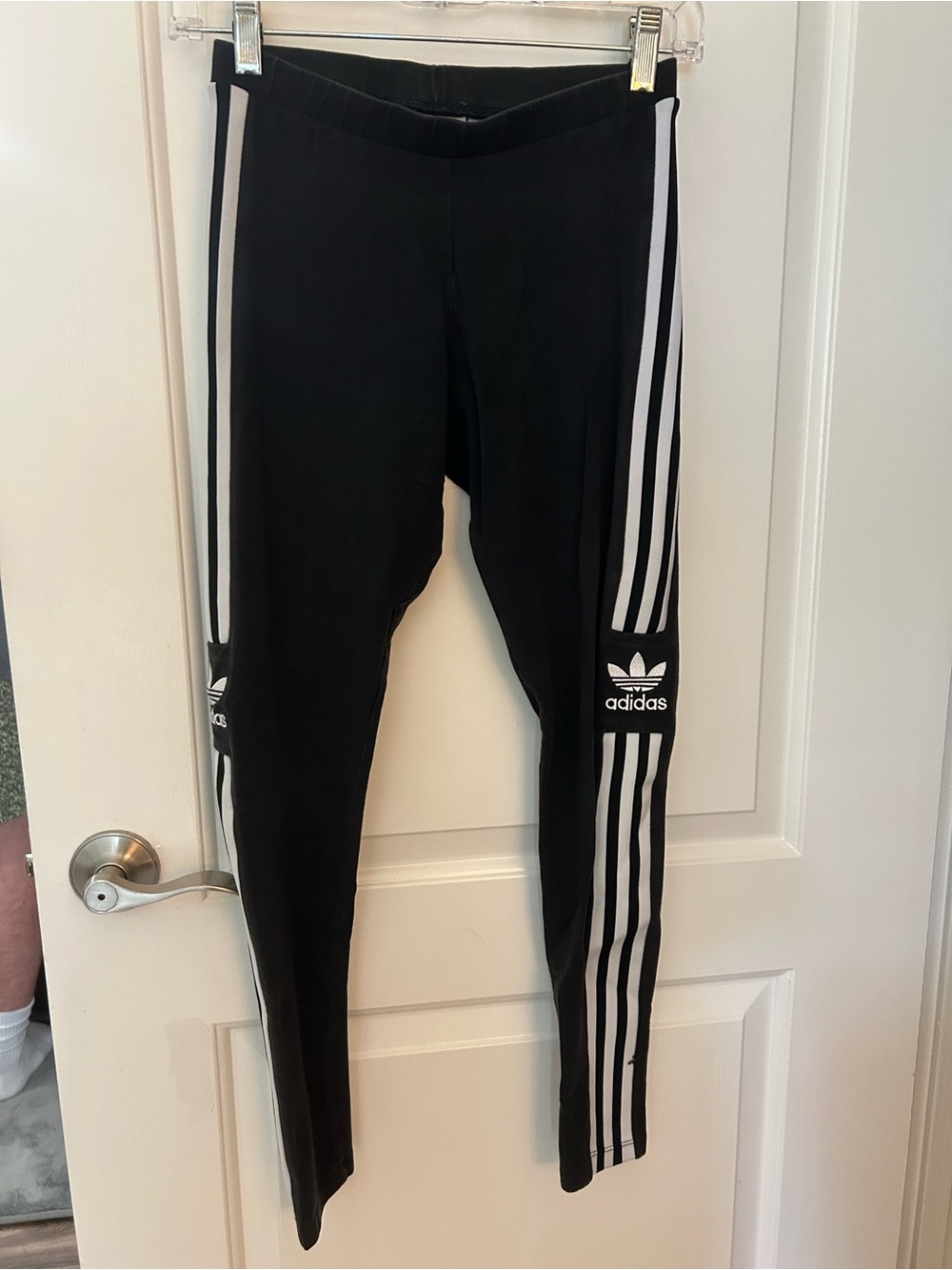 adidas Black Leggings with White 3-Stripes